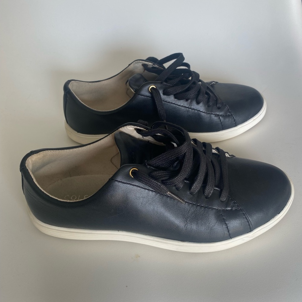 Women’s Size 6 Cole Haan Black Leather Sneakers with White Soles